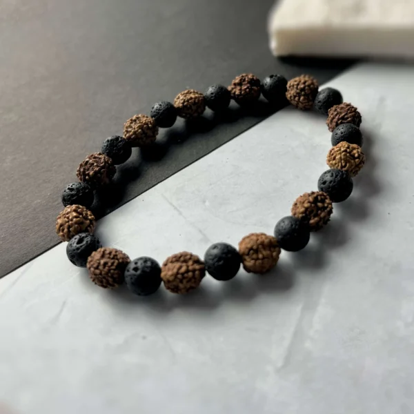 Rudraksha & Lava Stone Bracelet