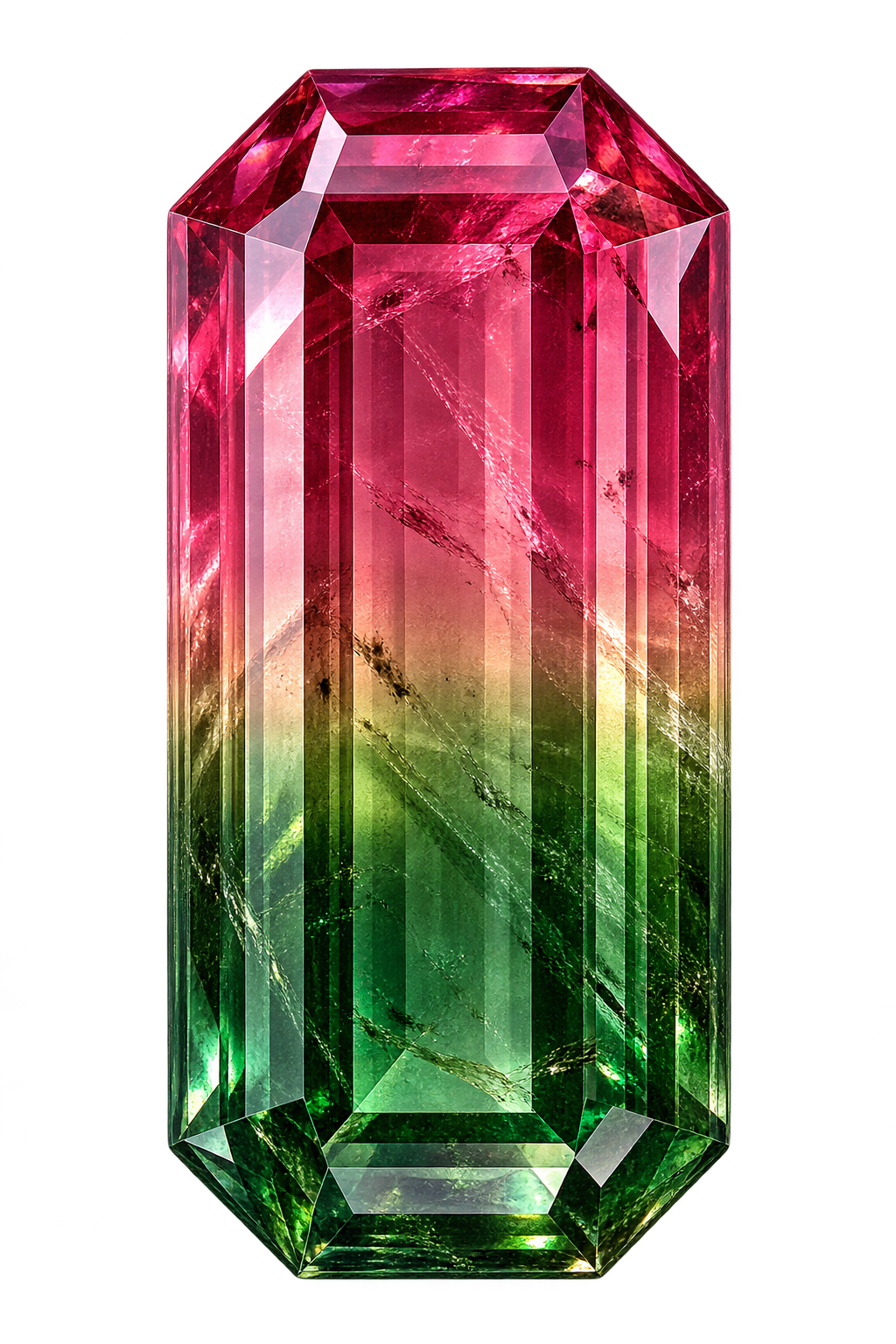 Natural bi-colour tourmaline gemstone