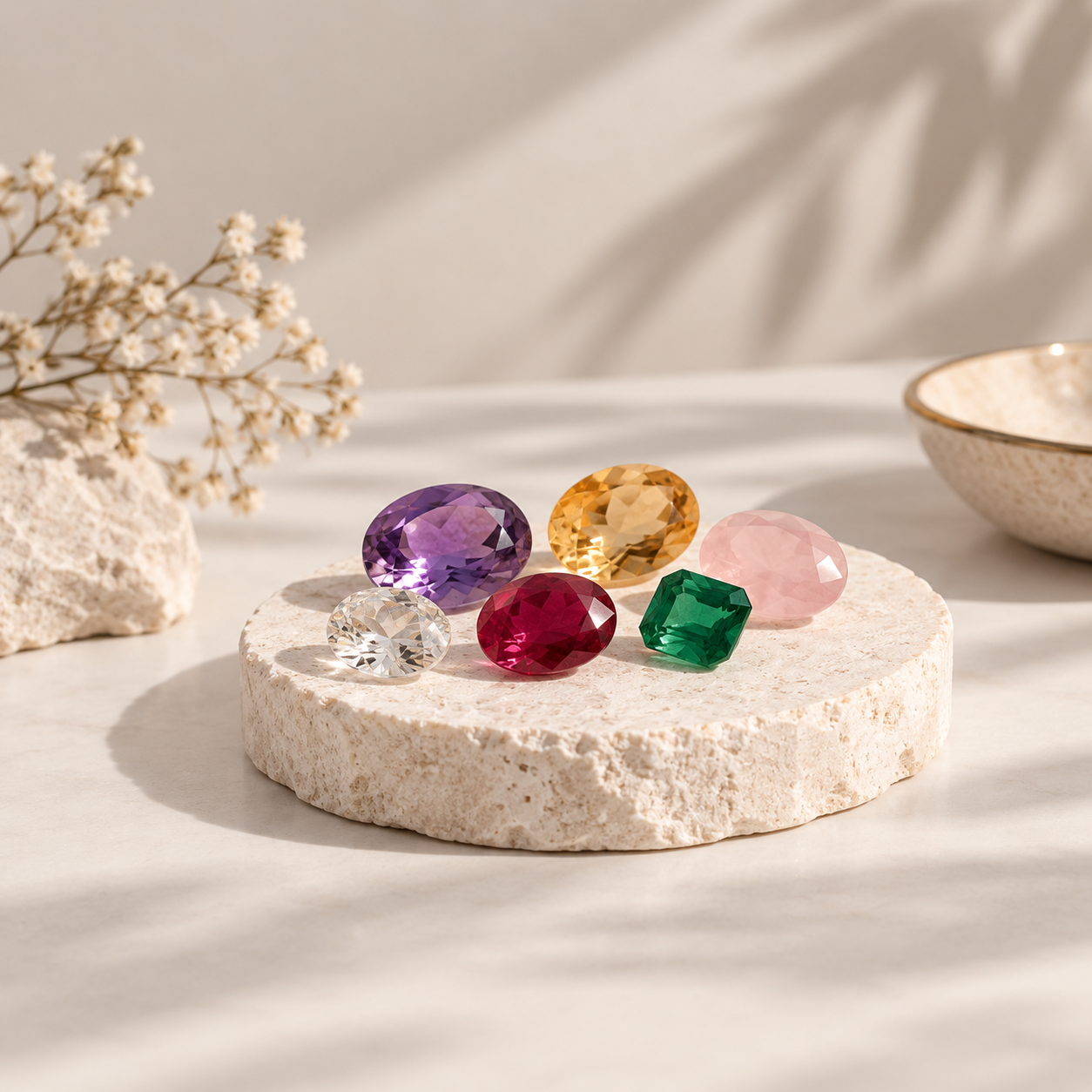 Loose natural gemstones sorted for wholesale supply
